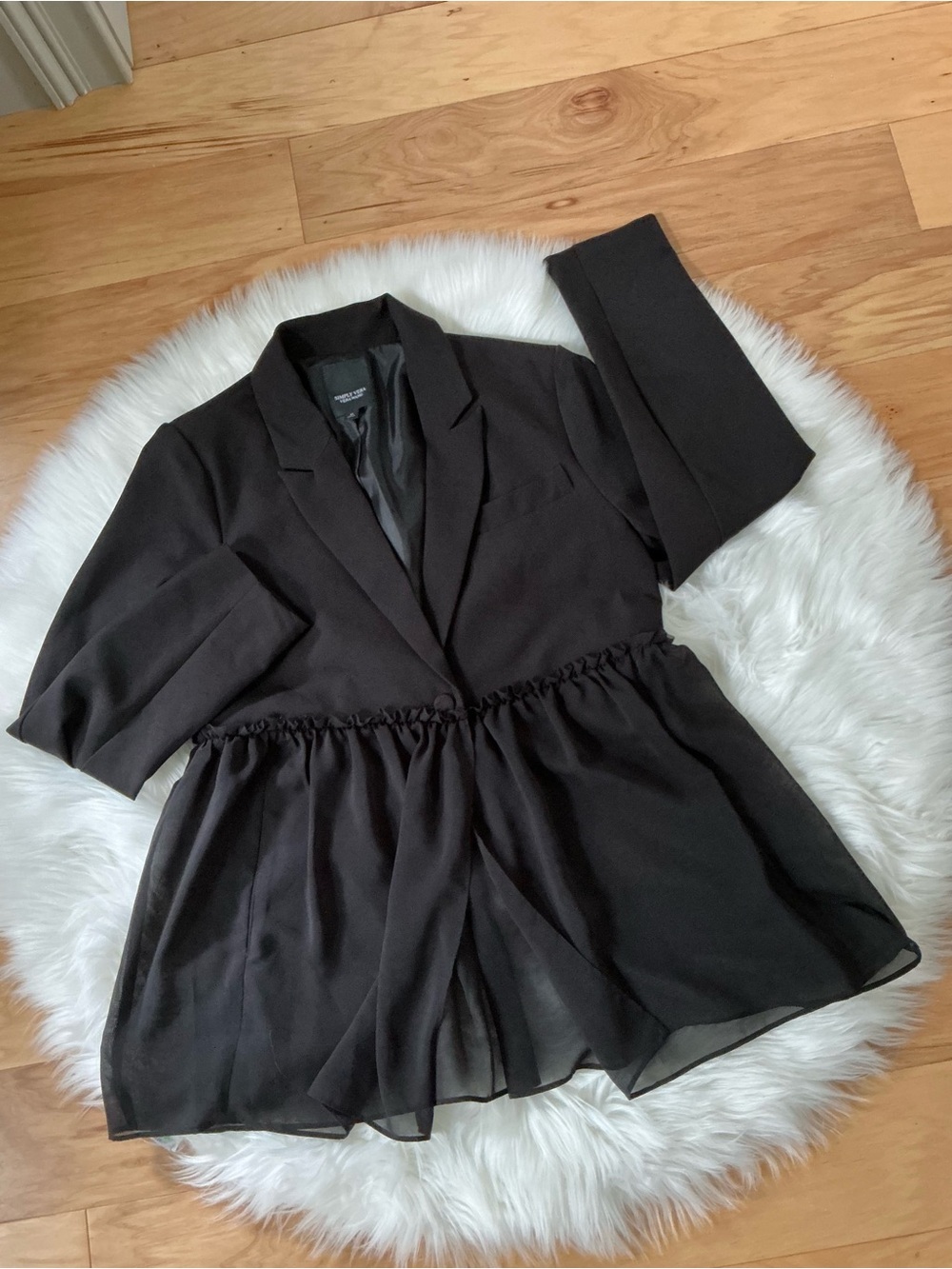 Simply Vera Vera Wang Black Tailored Blazer Sheer Bottom Half Size Medium